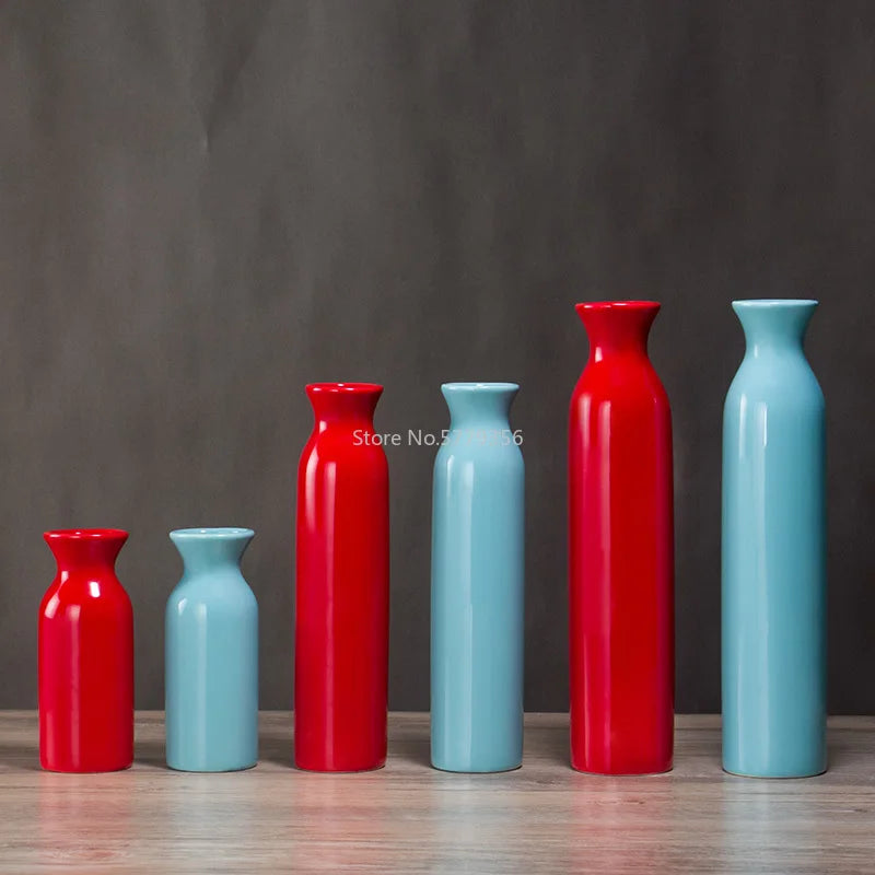 Vase en Céramique Rouge & Bleu