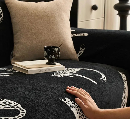 Housse de Canapé en Chenille Léopard