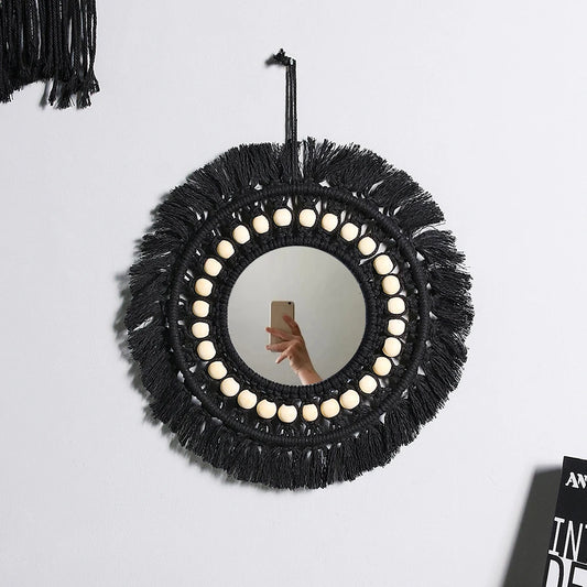 Miroir Décoratif Rond en Macramé