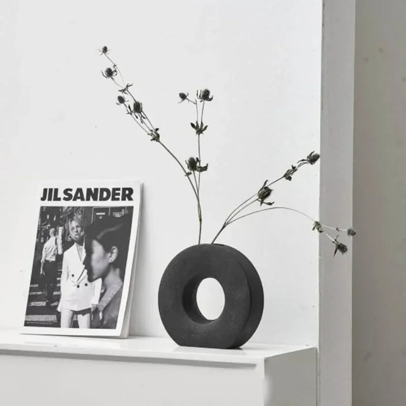 Vase de Décoration Style Nordique en Forme de Beignet