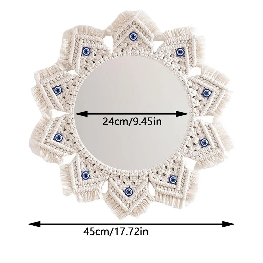 Miroir Décoratif Bohème en Macramé