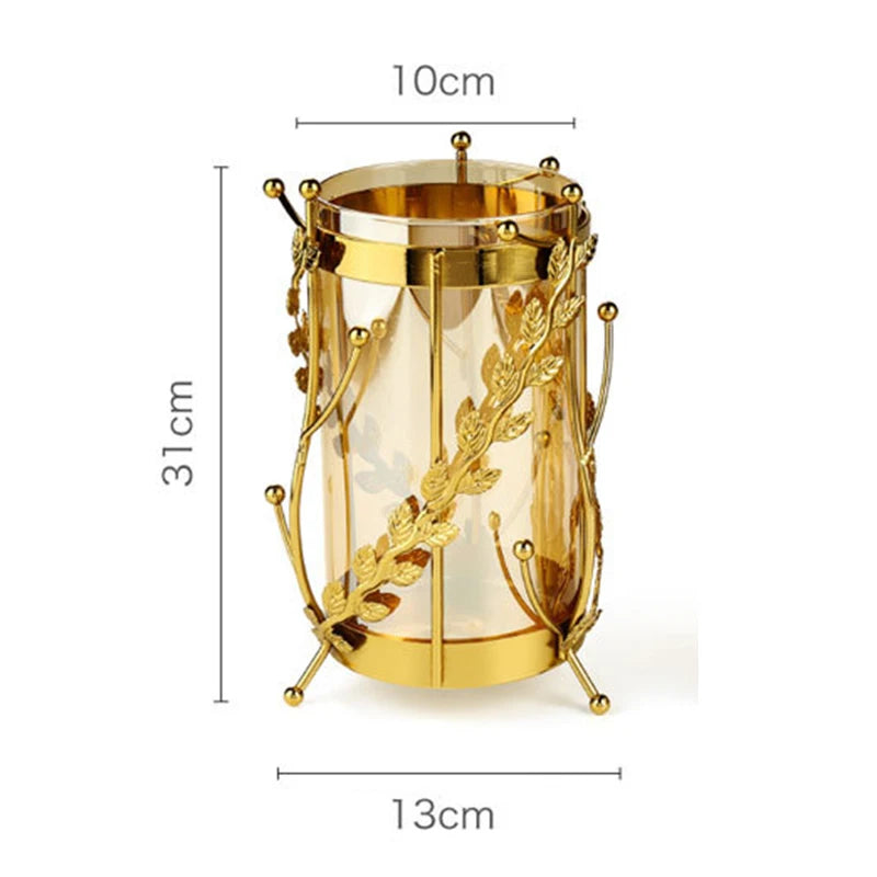 Vase en Verre et Métal Doré