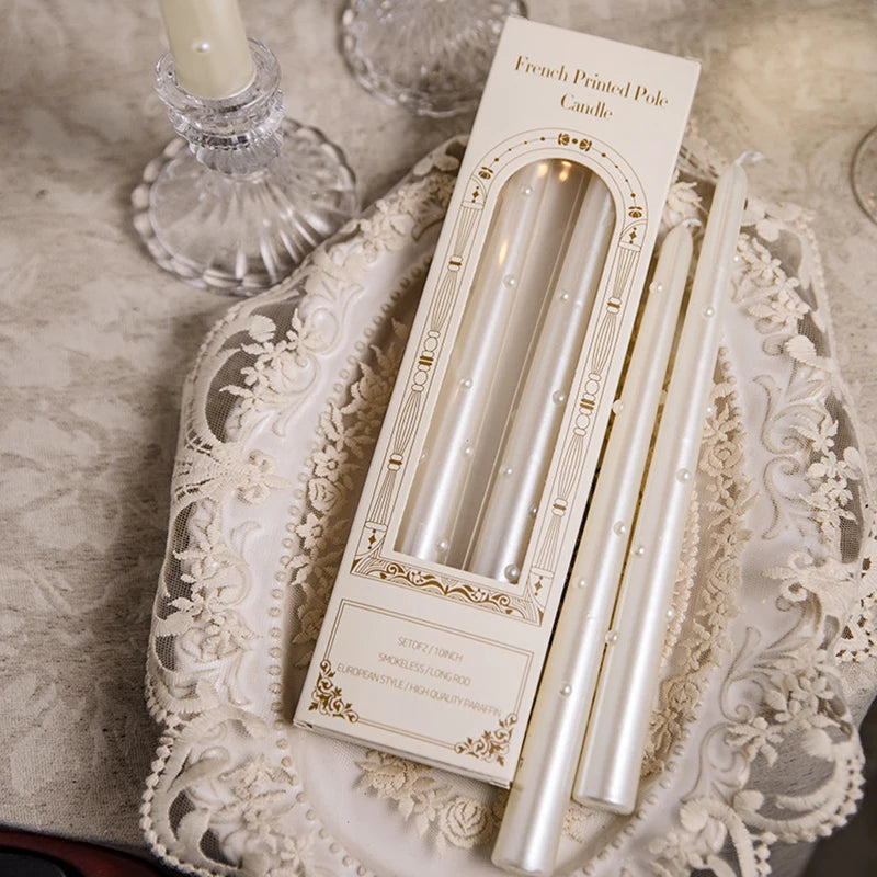 Bougies Romantiques en perles blanches