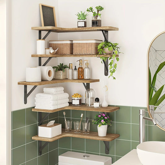 Étagère Murale d'Angle Rustique