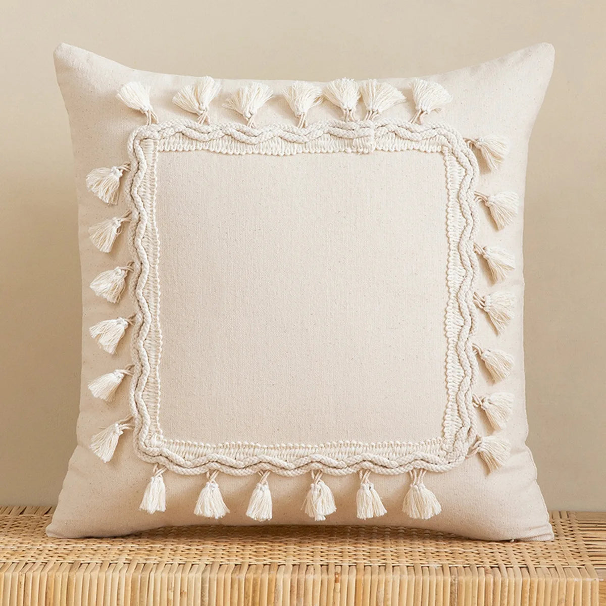 Housse de Coussin Marocaine à Franges