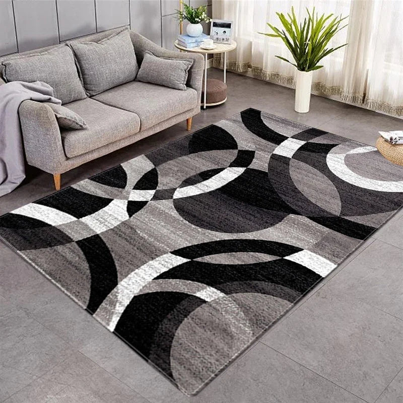 Tapis décoratif imprimé géométrique pour salon, chambre ou balcon – design européen moderne et élégant - Décoration intérieure