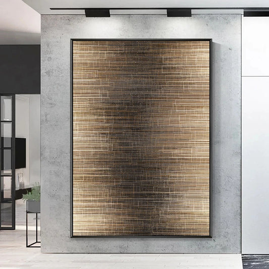 Toile abstraite rétro moderne noir et gris – art mural minimaliste de luxe pour décoration intérieure de salon - Décoration intérieure