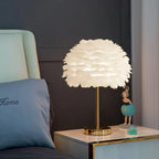 Abat-jour décoratif en plumes blanches, compatible E27/E14 pour lampe de bureau ou suspension élégante - Décoration intérieure