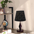 Abat-jour noir extérieur et doré intérieur en tissu, grand format, élégant pour lampe de bureau ou de salon - Décoration intérieure.