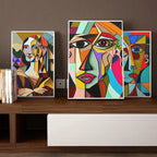Affiche cubiste abstraite style Picasso – tête de personnage – impression sur toile sans cadre – décoration murale moderne pour salon ou bureau - Décoration intérieure