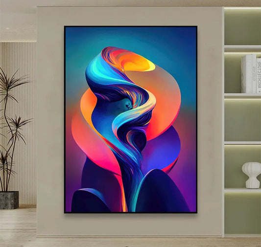 Affiche géométrique 3D couleur – toile abstraite sans cadre – art mural moderne pour décoration intérieure - Décoration intérieure