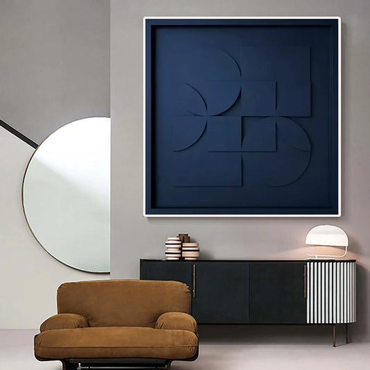 Affiche murale en toile 3D – relief géométrique abstrait – décoration artistique moderne pour salon ou chambre - Décoration intérieure