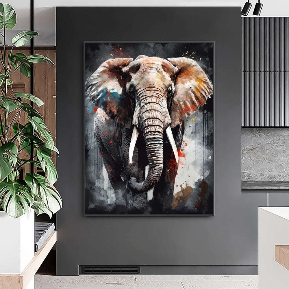 Affiche murale moderne d’animaux nordiques – hibou, lion, éléphant, cheval et mouton sur toile décorative pour salon et chambre style scandinave - Décoration intérieure