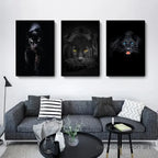 Affiche murale motivante avec panthère noire et léopard en saut sauvage, art animalier imprimé sur toile pour décoration intérieure moderne - Décoration intérieure