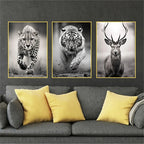 Affiche noir et blanc d’un tigre majestueux – impression sur toile sans cadre pour décoration murale moderne et élégante - Décoration intérieure
