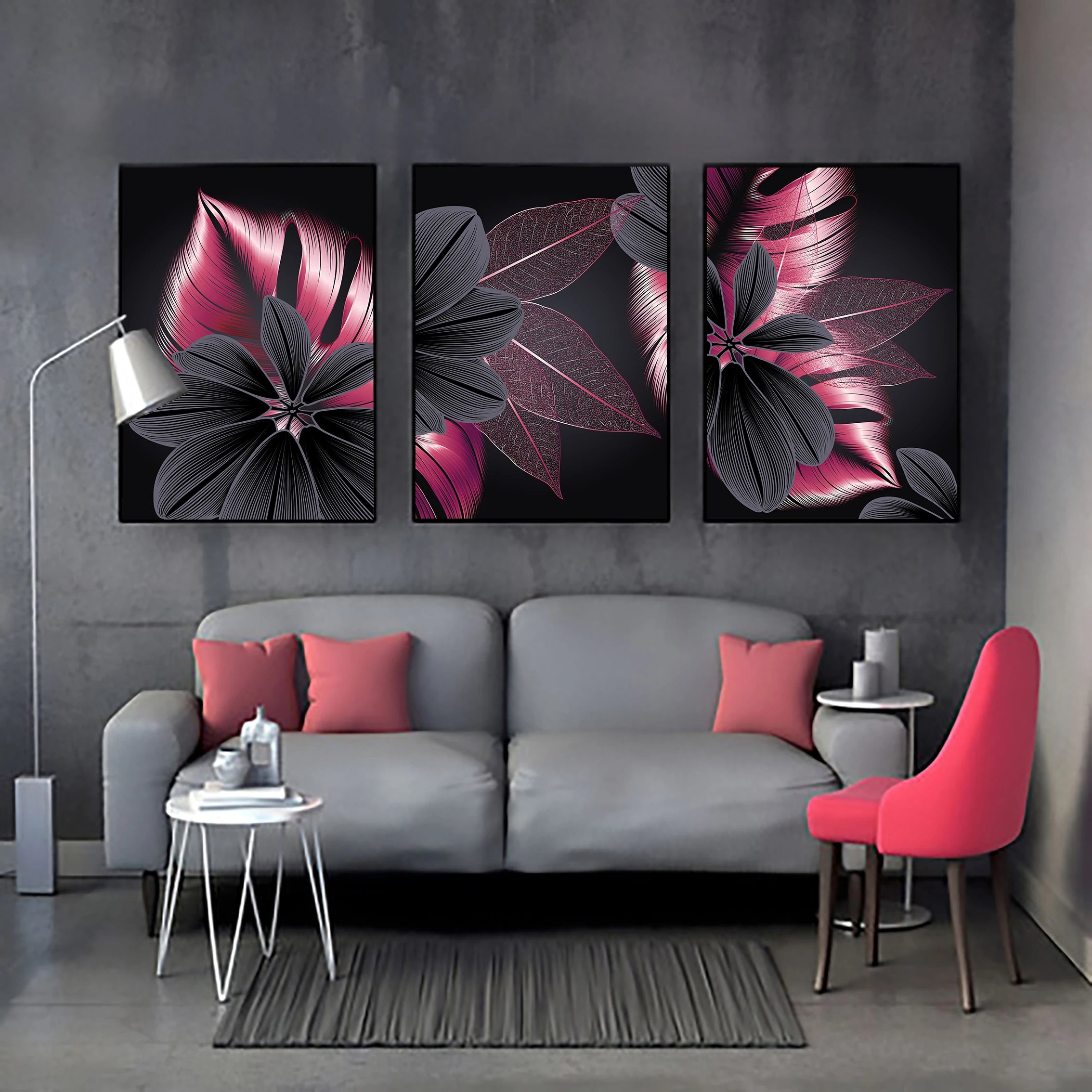 Affiche nordique abstraite de plante noire et dorée – impression sur toile moderne sans cadre – décoration murale élégante pour salon ou maison - Décoration intérieure