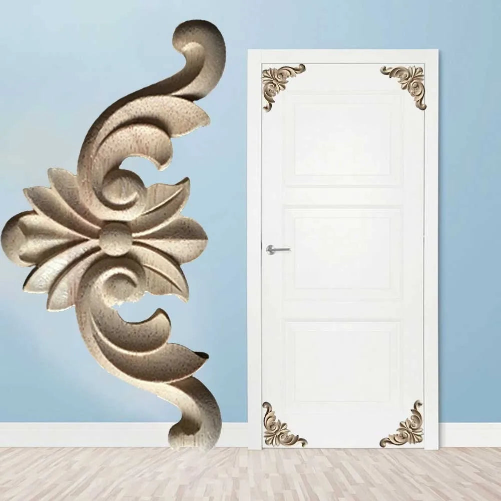Applique sculptée en bois autocollante pour décoration intérieure
