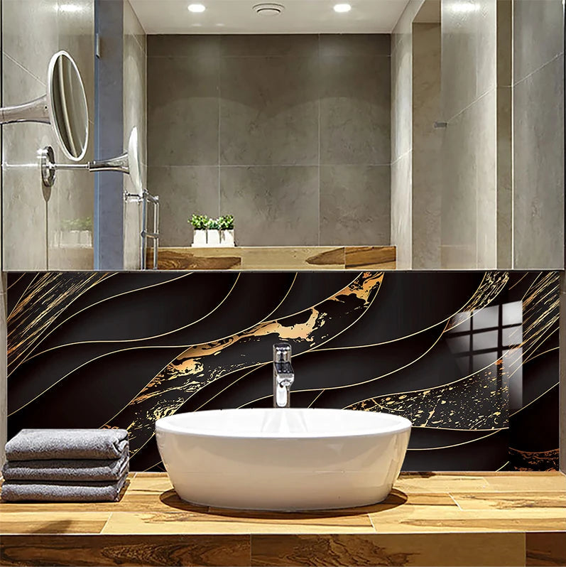 Autocollant PVC épais posé sur carrelage mural de cuisine, motif élégant, surface imperméable et résistante à l’huile - Décoration intéreure