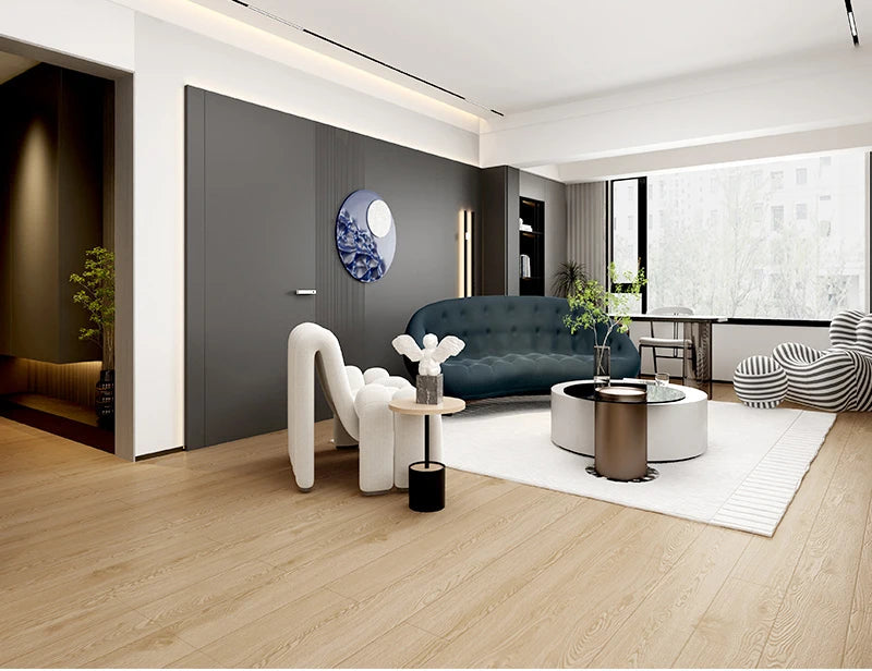 Autocollant de sol en PVC vinyle effet bois de 40 cm posé sur carrelage, revêtement imperméable décoratif style industriel ou naturel pour cuisine ou salle de bain - Décoration intérieure