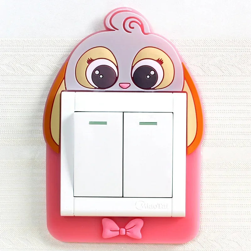 Autocollant lumineux pour interrupteur en silicone – motif animaux kawaii en 3D pour chambre d’enfant - Décoration intérieure