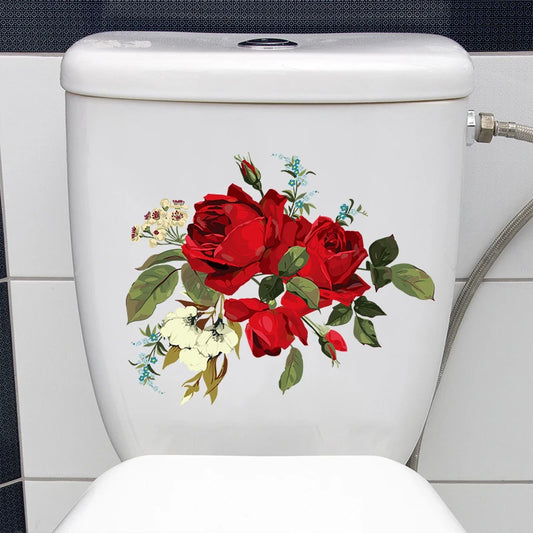 Autocollant mural rose passionné – sticker décoratif étanche pour salle de bain, salon, toilettes et armoire - Décoration intérieure