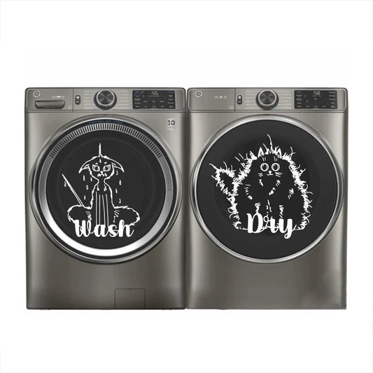 Autocollant vinyle déco buanderie – chat mouillé drôle pour machine à laver et panneau de lavage - Décoration intérieure