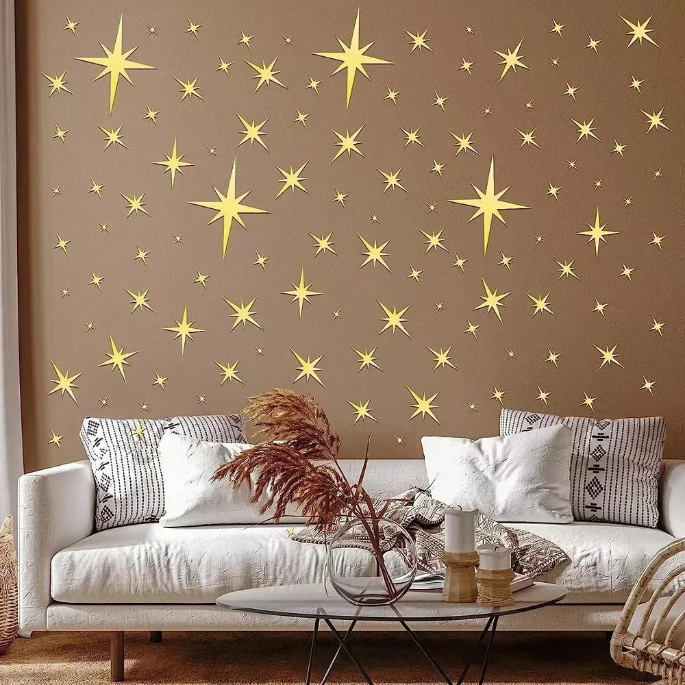 Autocollants muraux en forme d’étoiles en acrylique posés sur mur de chambre d’enfant, déco scintillante et imperméable en lot de 20 ou 42 pièces - Décoration intérieure