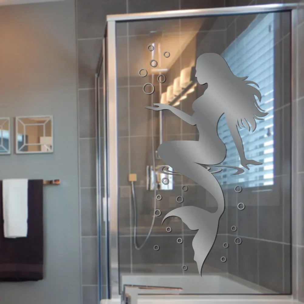 Autocollants muraux imperméables design sirène – décoration esthétique pour salle de bain, toilettes et chambre - Décoration intérieure