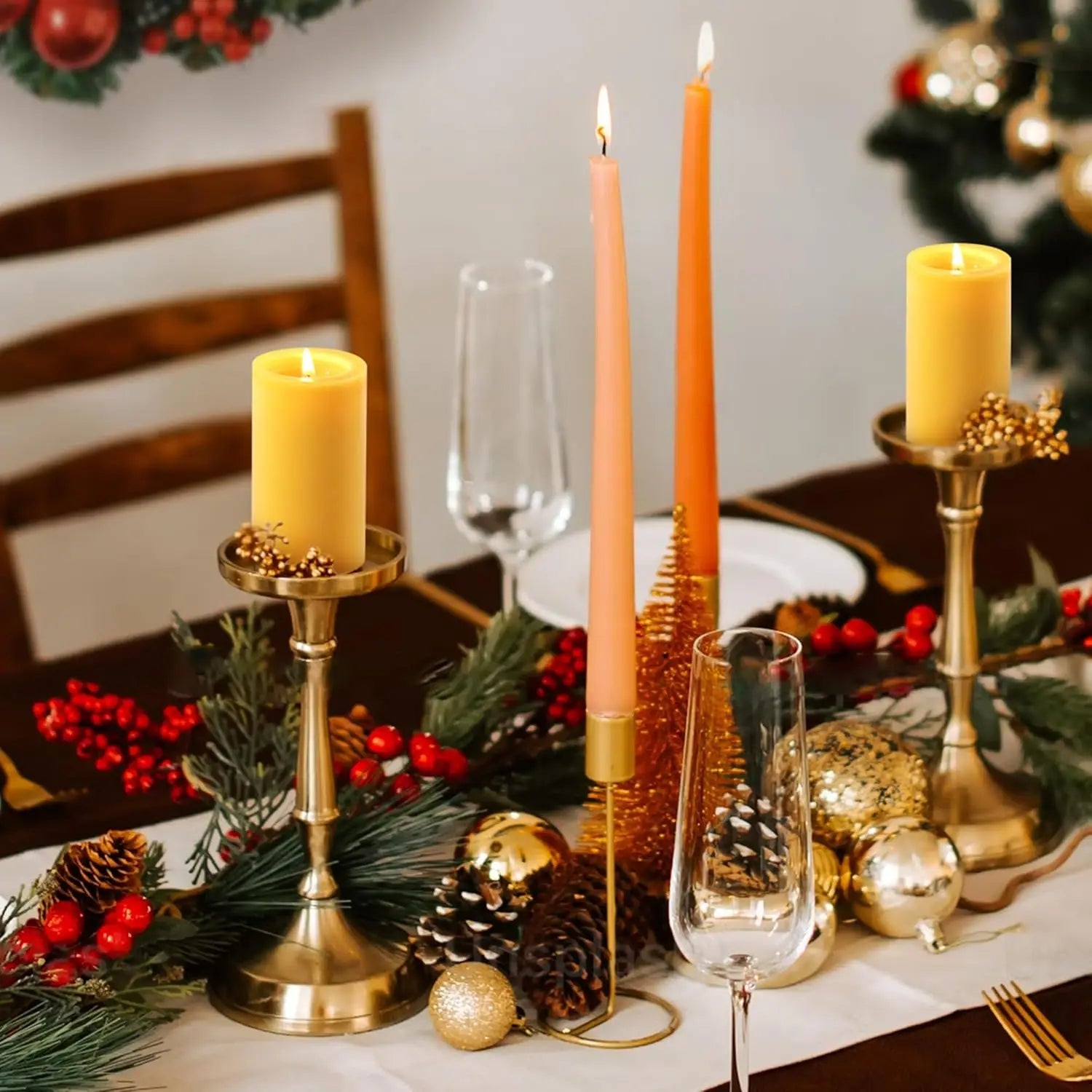 Bougie pilier en cire d’abeille sans fumée, longue combustion, disponible en 1, 3 ou 5 pièces pour maison, fête et prière. Décoration intérieure