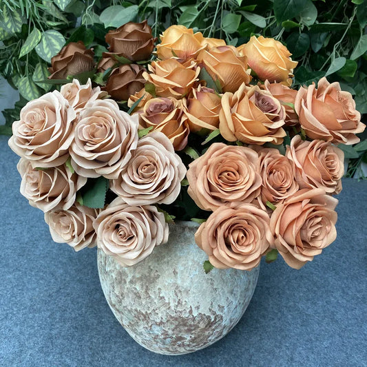 Bouquet de 9 roses artificielles réalistes – Accessoire décoratif pour mariage, fête ou photographie