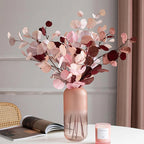 Bouquet de fleurs artificielles en soie aux couleurs automnales rouge bordeaux et orange, déco intérieure élégante