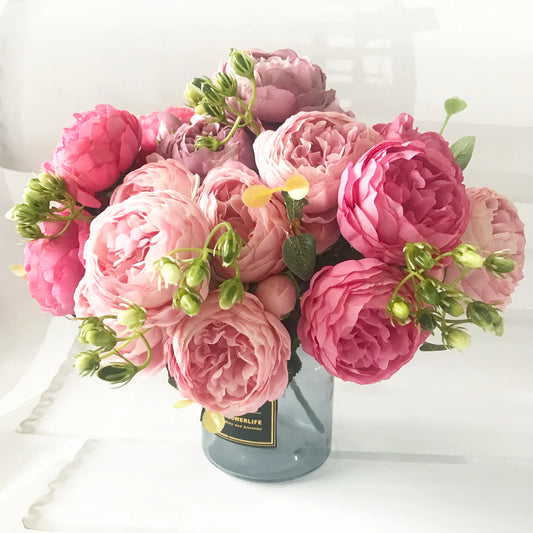 Bouquet de pivoines artificielles roses en soie de 30 cm – Déco élégante pour mariage ou maison
