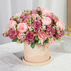 Bouquet de roses artificielles blanches et roses en soie, fleurs réalistes pour décoration romantique ou mariage
