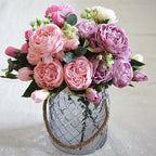 Bouquet de roses et pivoines artificielles en soie pour une décoration romantique et élégante