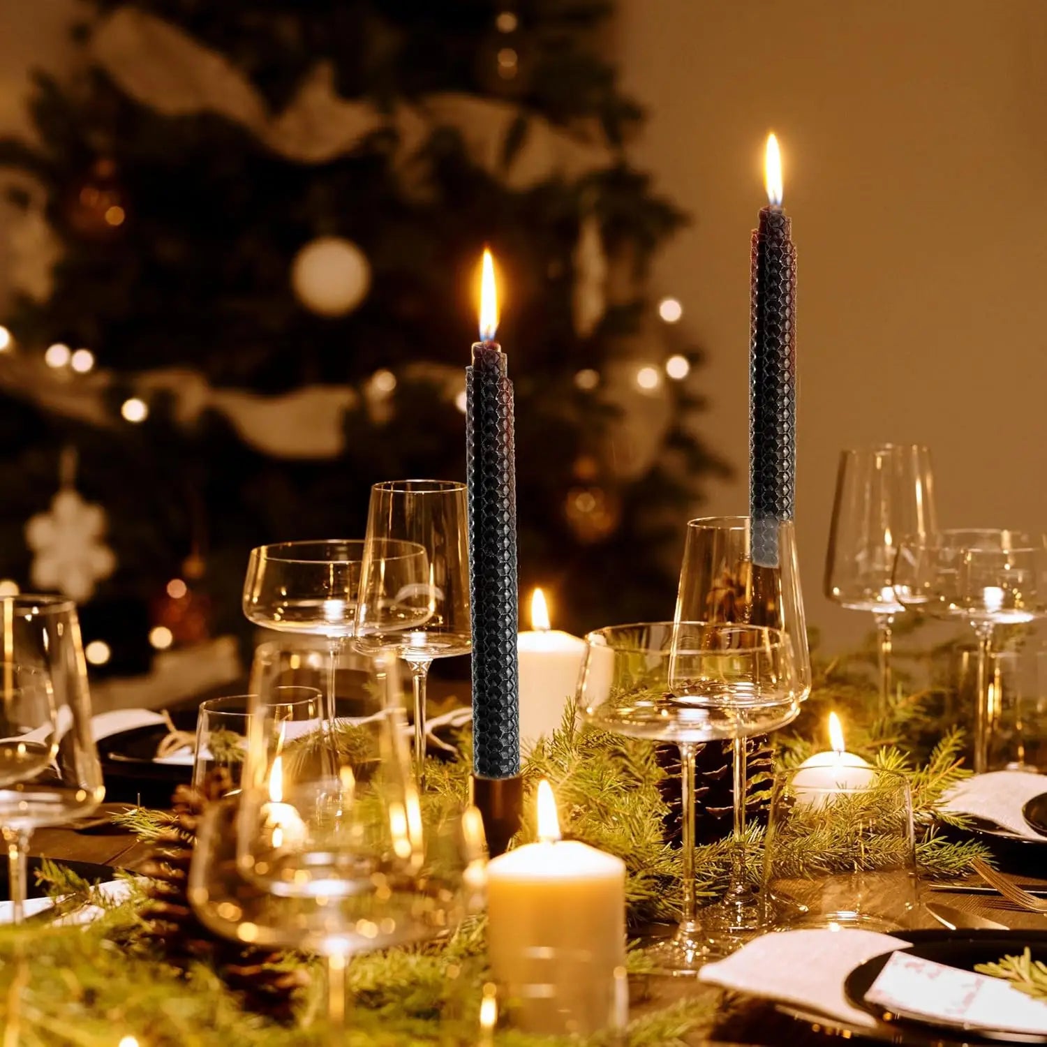 Cône de cire d’abeille roulé à la main, bougie artisanale naturelle pour fête, rendez-vous ou décor de table élégante