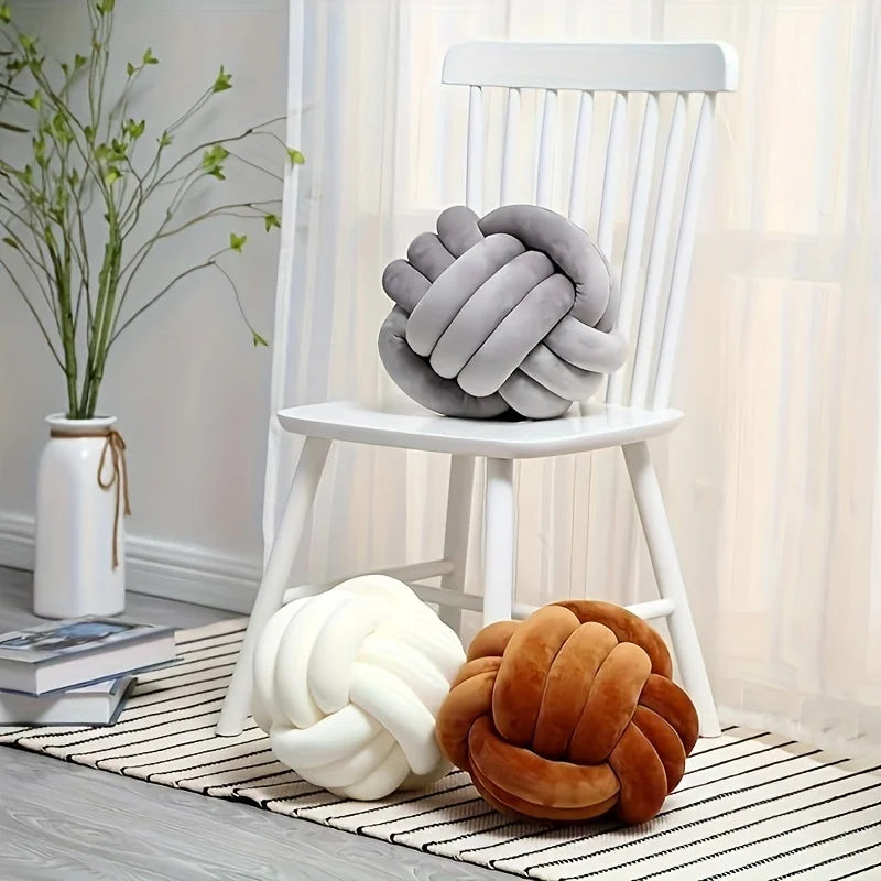 Coussin à nœud rayé Art déco 9×9 pouces, fait main en polyester doux et coton, décoration moderne pour canapé ou salon - Décoration intérieure