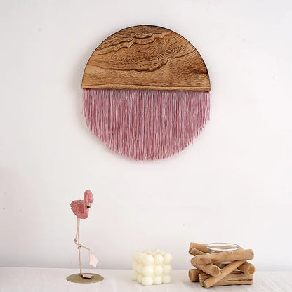 Décoration murale en macramé coloré en forme de demi-cercle, suspendue sur un mur d’intérieur, style nordique bohème - Décoration intérieure