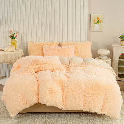 Ensemble de housse de couette Athlon en peluche douce, literie luxueuse 3 ou 4 pièces, ambiance cosy et élégante pour chambre moderne - 