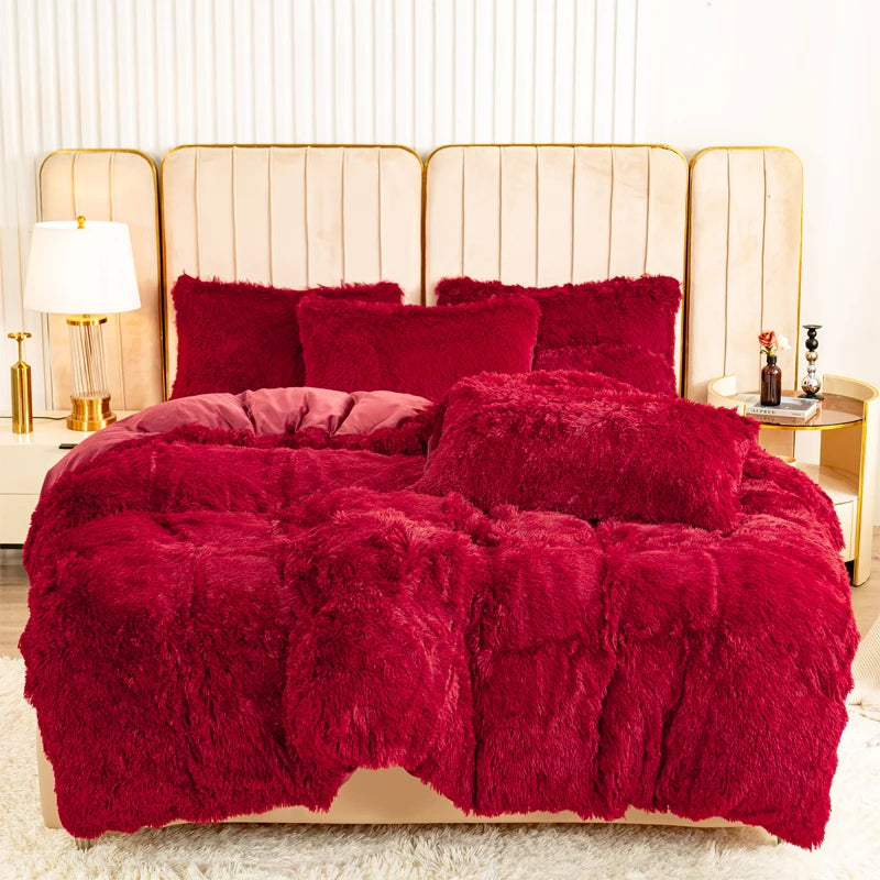 Ensemble de housse de couette Athlon en peluche douce, literie luxueuse 3 ou 4 pièces, ambiance cosy et élégante pour chambre moderne - Décoration intérieure