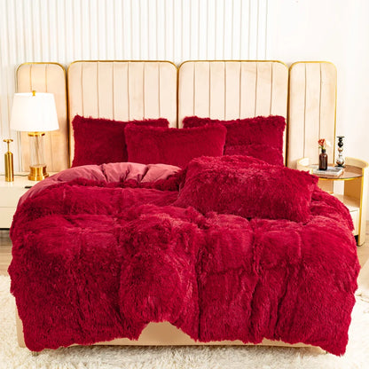 Ensemble de housse de couette Athlon en peluche douce, literie luxueuse 3 ou 4 pièces, ambiance cosy et élégante pour chambre moderne - Décoration intérieure