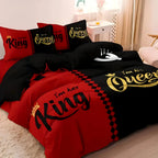 Ensemble de housse de couette imprimée 3D King Queen’s Crown – Literie royale toutes tailles – Textile doux et élégant. Décoration Intérieure.