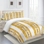 Ensemble de literie 3D blanc et doré – Style éthiopien, housse de couette et taies d’oreiller. Décoration Intérieure.