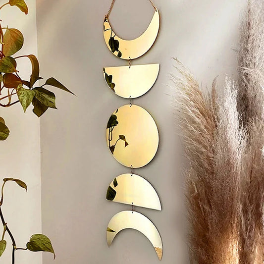 Ensemble de miroirs en forme de phases de lune en acrylique, décoration murale bohème pour chambre à coucher ou salon - Décoration intérieure