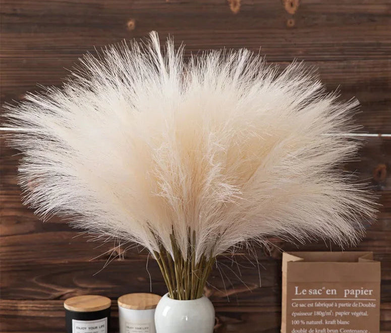  Fausses herbes de pampa 55 cm, tiges décoratives effet plumeux naturel pour mariage, salon ou création florale bohème - Décoration intérieure
