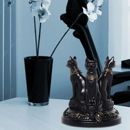 Figurine Présentoir à boules de cristal en résine représentant un chat égyptien - Décoration intérieure
