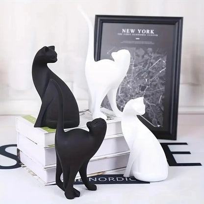 Figurine décorative de chat en résine ou céramique pour intérieur moderne et élégant