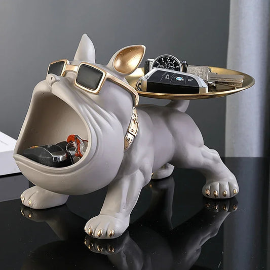 Figurine de bouledogue Statue de chien avec boîte de rangement pour décoration d'intérieur moderne