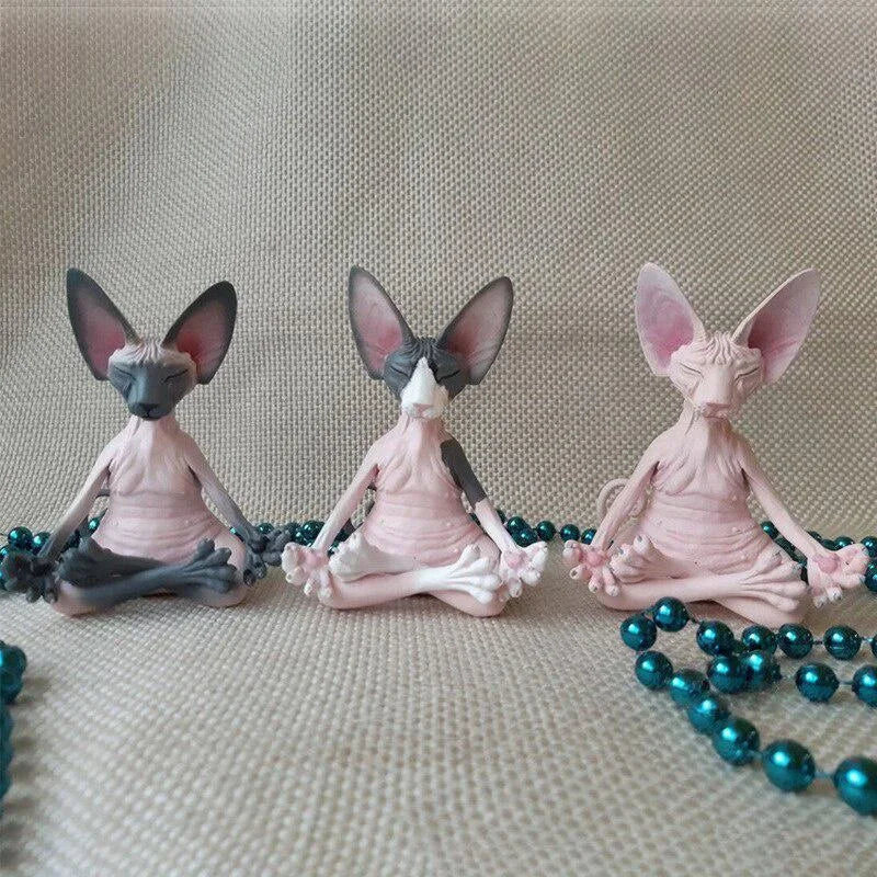 Figurine de chat Sphynx Bouddha en résine. Décoration intérieure.