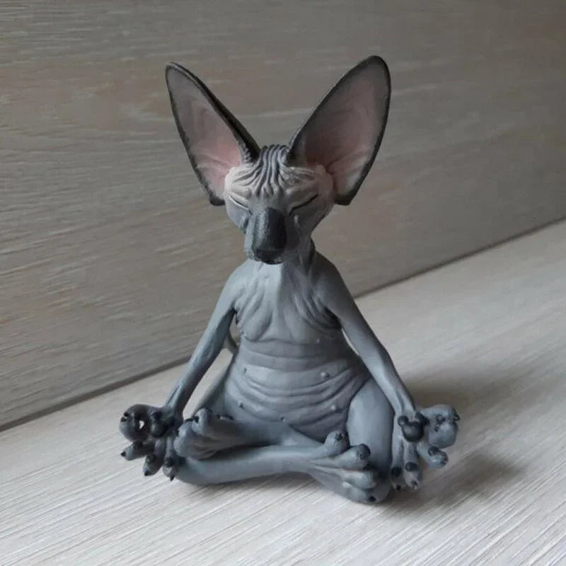 Figurine de chat Sphynx Bouddha en résine pour décoration intérieure