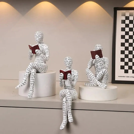 Figurine de lecture abstraite en résine pour décoration intérieure moderne